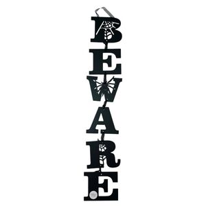 New Halloween BEWARE 2ft Chalkboard Hanging Sign Black Seasonal Door Wall Art